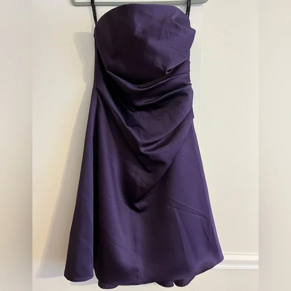 Alfred Angelo | Dresses | Alfred Angelo Strapless Eggplant Satin Midi Bridesmaids  Dress | Poshmark